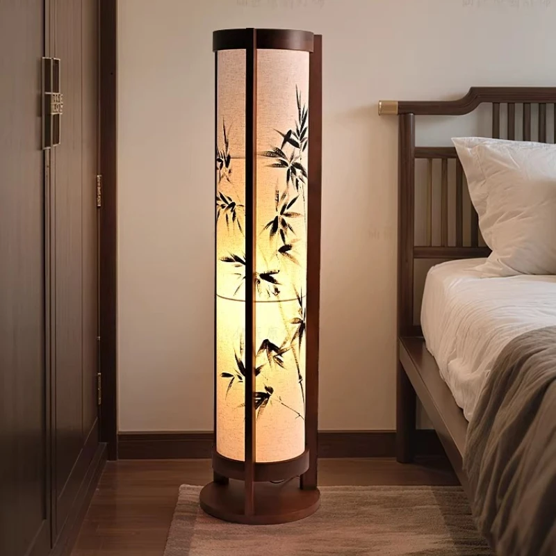 

Напольная лампа для гостиной, декоративная лампа в новом китайском стиле, из массива дерева, для спальни, чайной комнаты, кабинета, стоячая лампа.