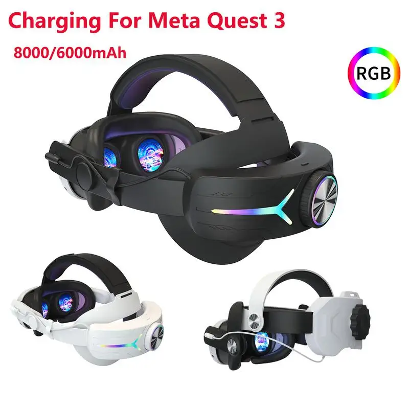 

Head Strap Comfortable Sponge Headwear RGB Charging Headset With Built-in Rechargeable Battery For Meta Quest 3 VR Accessories