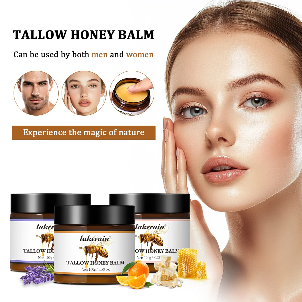 Honey Tallow Balm for Face Natural Handmade Lotion Whipped Beef Tallow Cream for Face & Body Sensitive Skin for Men & Women view 3