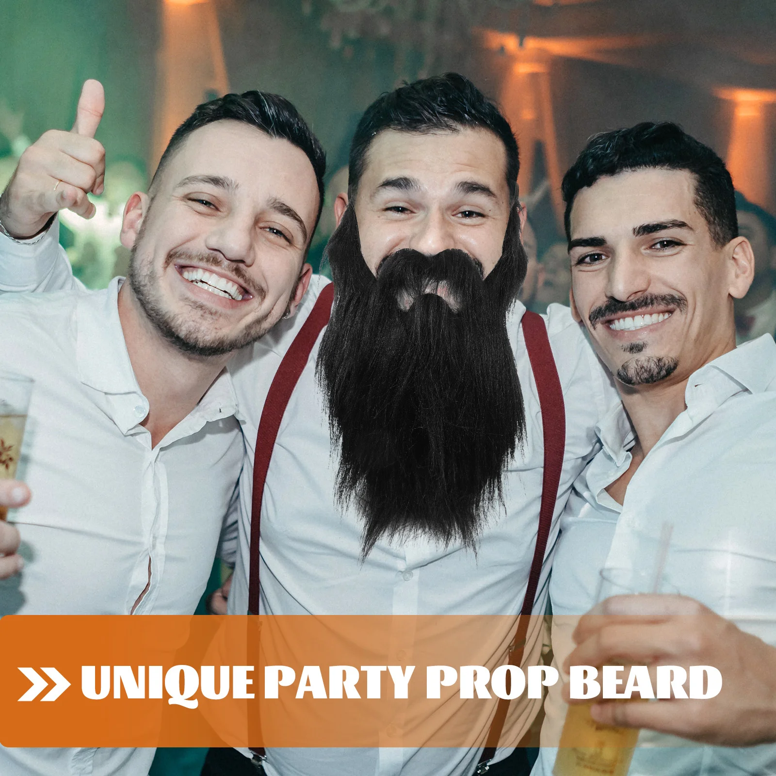 

Large Black Fake Beard Costume Men's Cosplay Prop Halloween Party Realistic Sideburns False Facial Hair Fake Beard