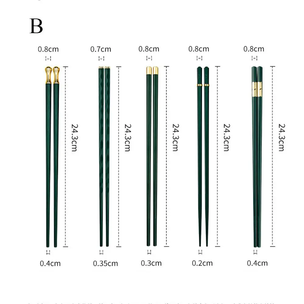 5 Pairs Reusable High-temperature Non-slip Sushi Noodles Eating Sticks Alloy Chopsticks Chopsticks Tableware