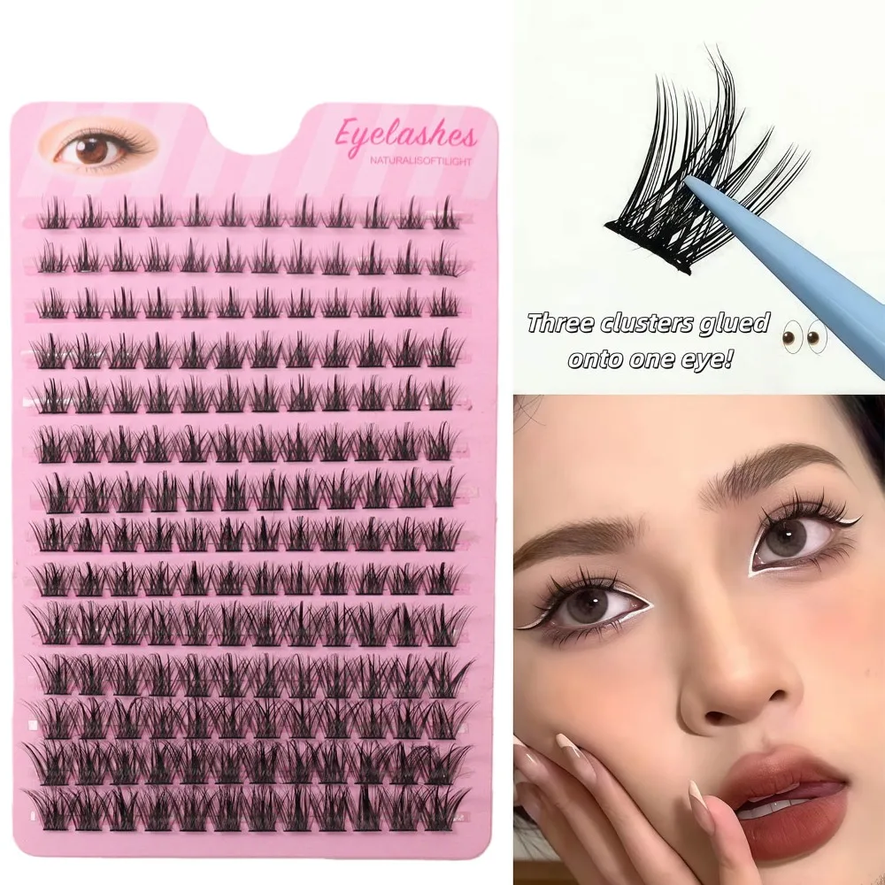 Girl Group Eyelash Fish Tail Natural Simulation, Non Removable Self-Adhesive 168 Clusters of Eyelashes