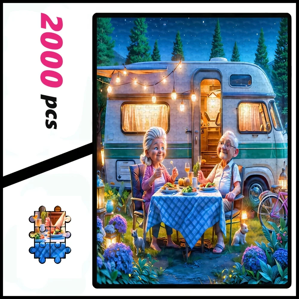 Humor Leisure Jigsaw Puzzle, Colorful Beach Ladies, Camping RV Couple, Mud Play Kid, Country Girl & Lamb, Wall Decor Gift