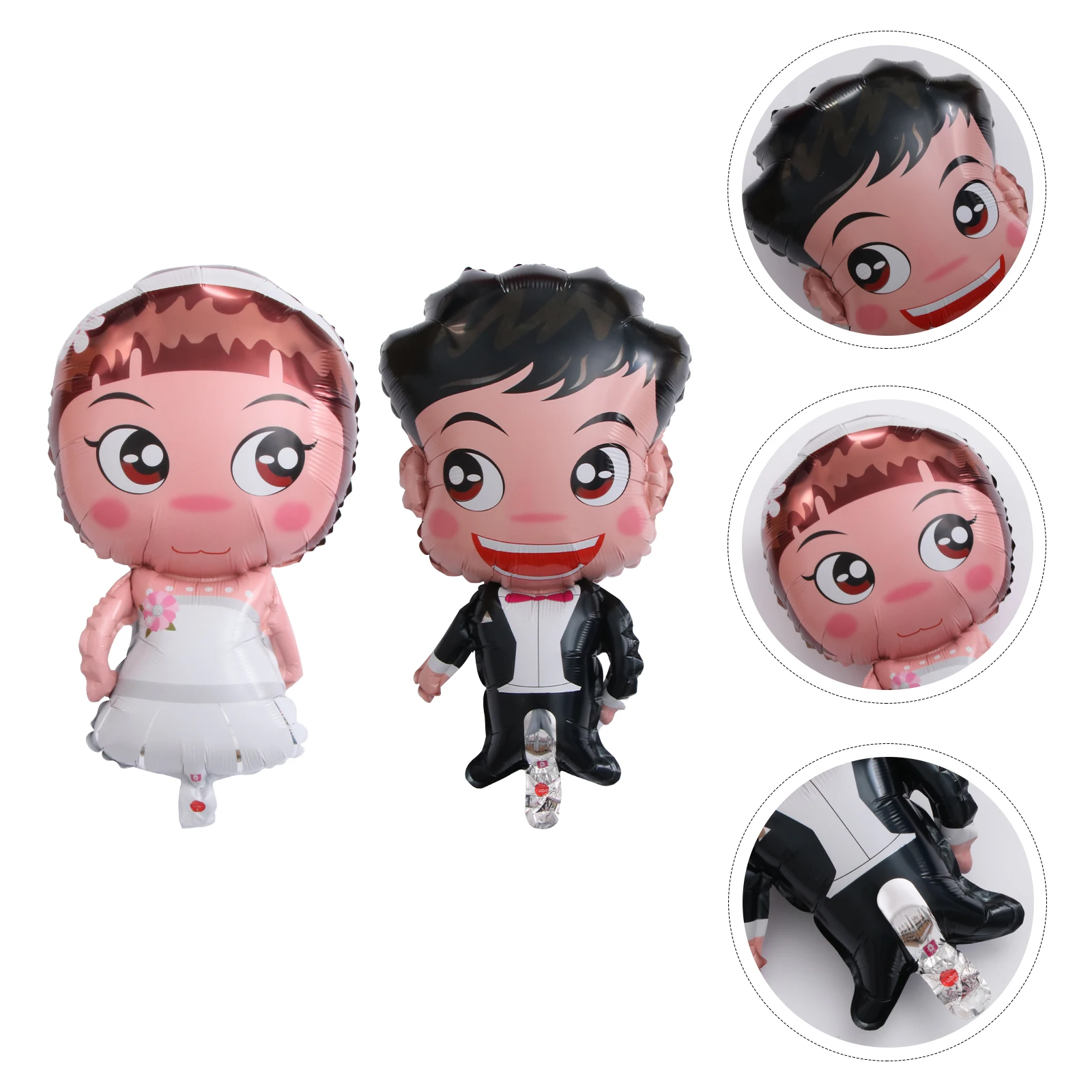 

2pcs Large Cartoon Foil Bride Groom Wedding Party Decoration Durable Reusable Blow Up Seal Tightly Air Fill Kids Occasions
