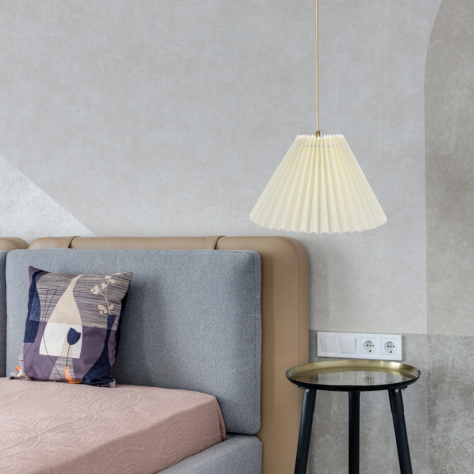 

Yellow 24M Fabric Lampshade Hanging Pleated Cover Bedroom DIY Lighting Accessories Modern Decorative