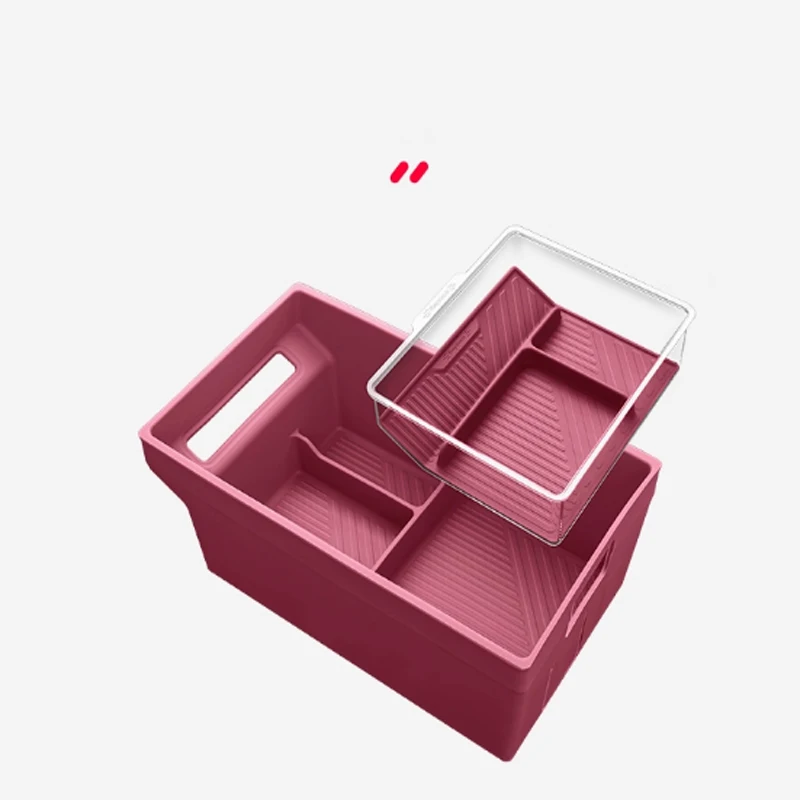 2 Layers Silicone Armrest Storage Box For NIO ES8 2026 Movable Center Console Partition Car Interior Organizer Accessories