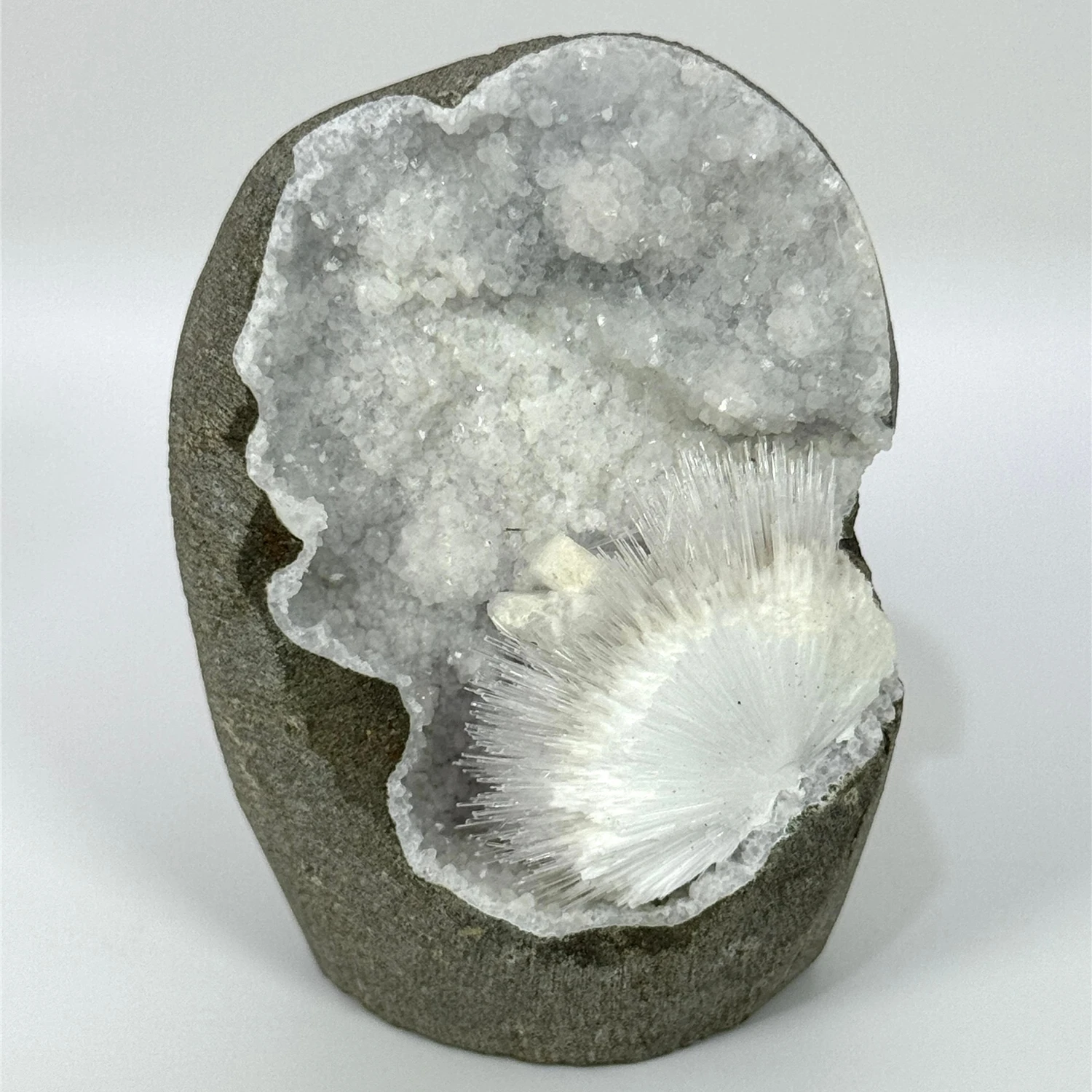 

1pc Apophyllite Quartz Geode with Scolecite Mineral, Irregular White Cluster Mineral, Boho Style Home Decor, Holiday Gift