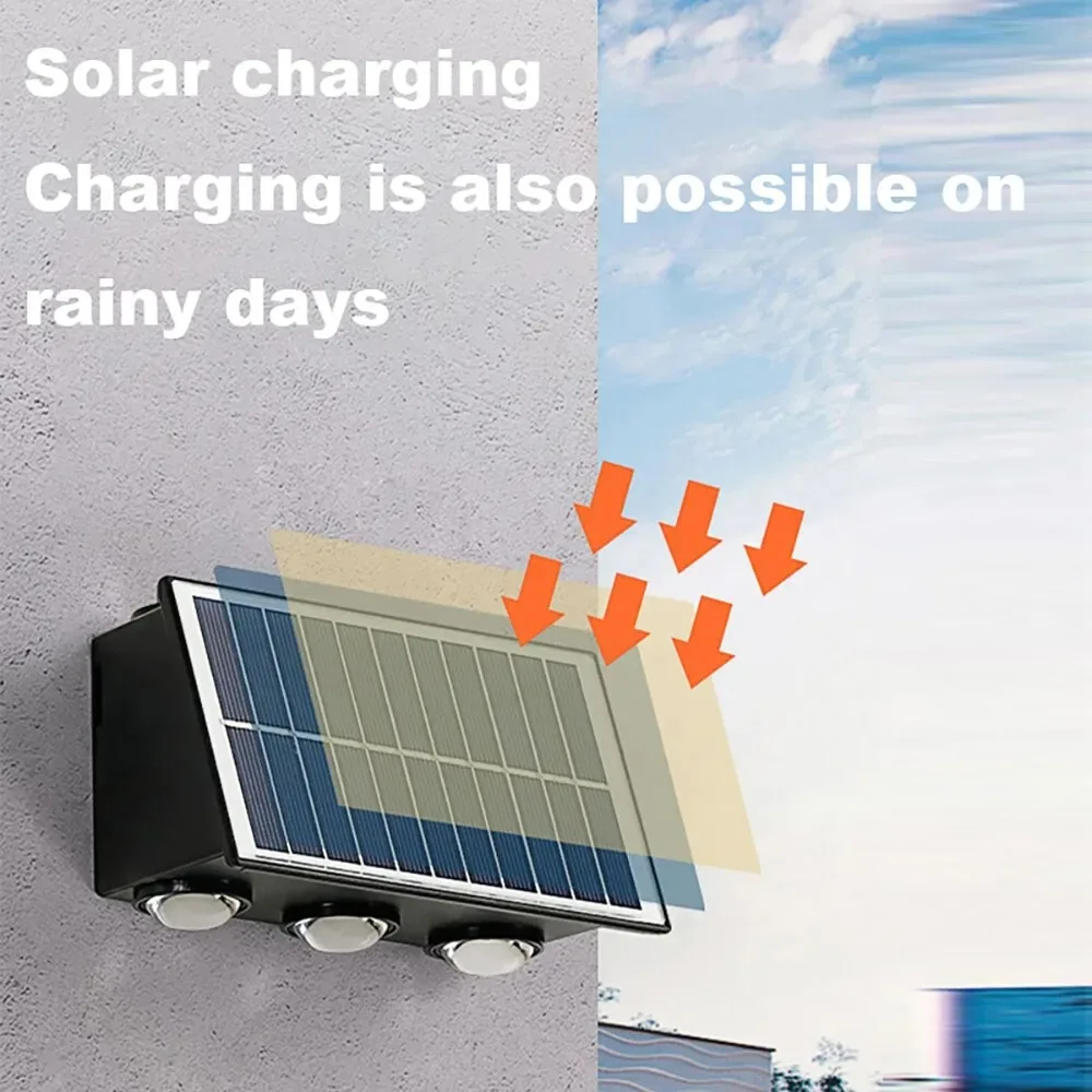 Outdoor Solar Fence Lights Waterproof LED Up-Down Solar Wall Lights Porch Decor Garage Yard Garde