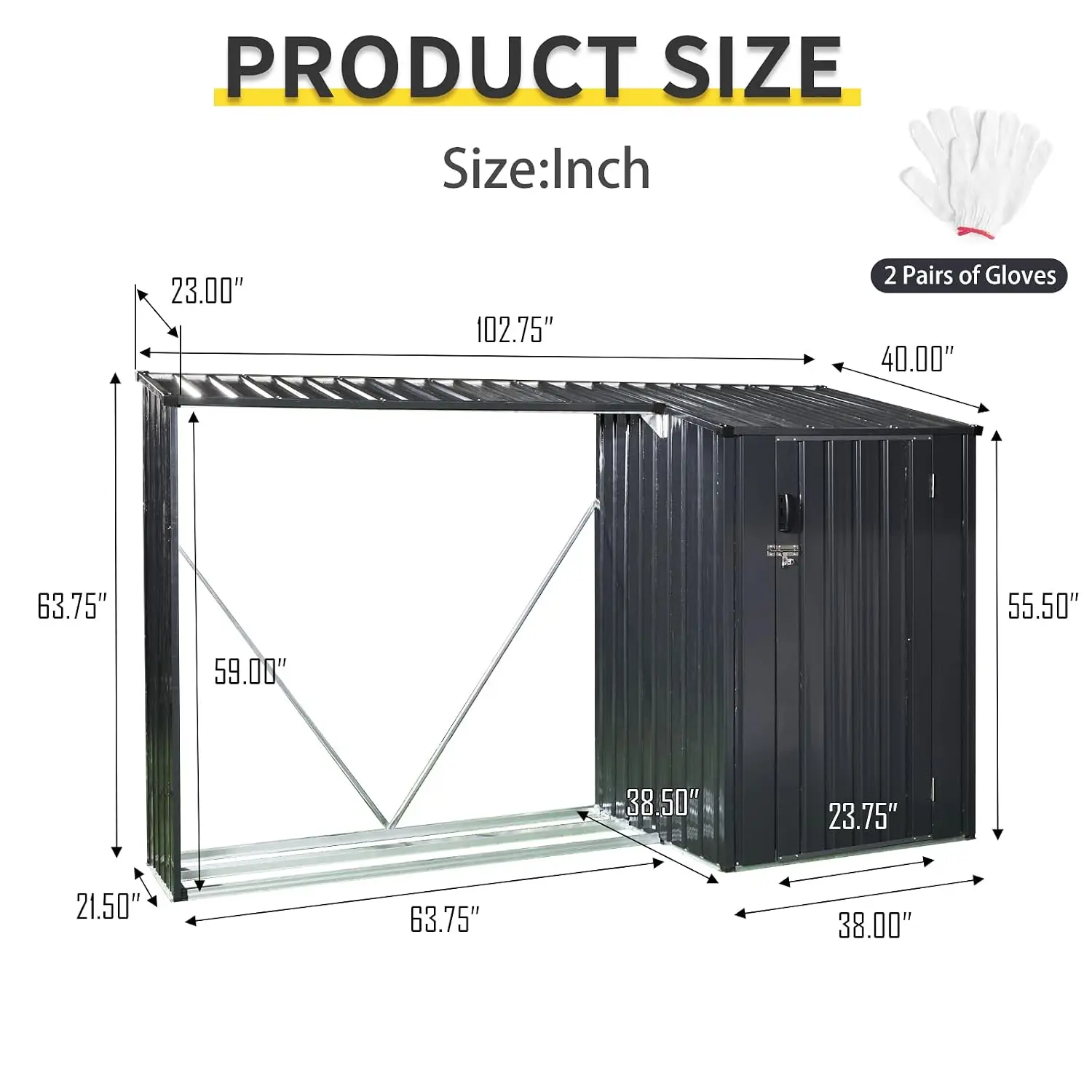 Outdoor Metal Firewood Rack Tool Shed Storage, Customized