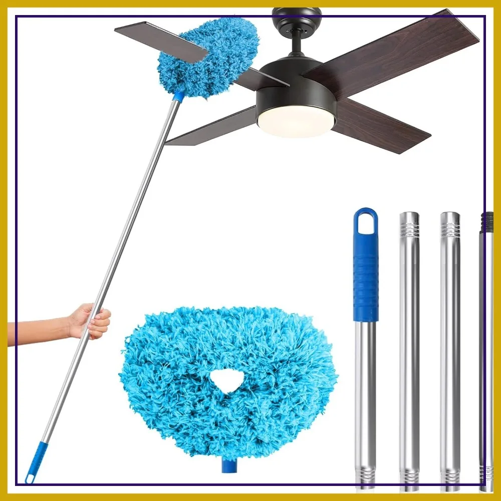 

Ceiling Fan Cleaner Duster, Reusable Microfiber with Extension Pole, 13-48 Inch Fan Blade Cleaner, Removable Dusters for Cleaning Walls Bookshelves Door Window Top