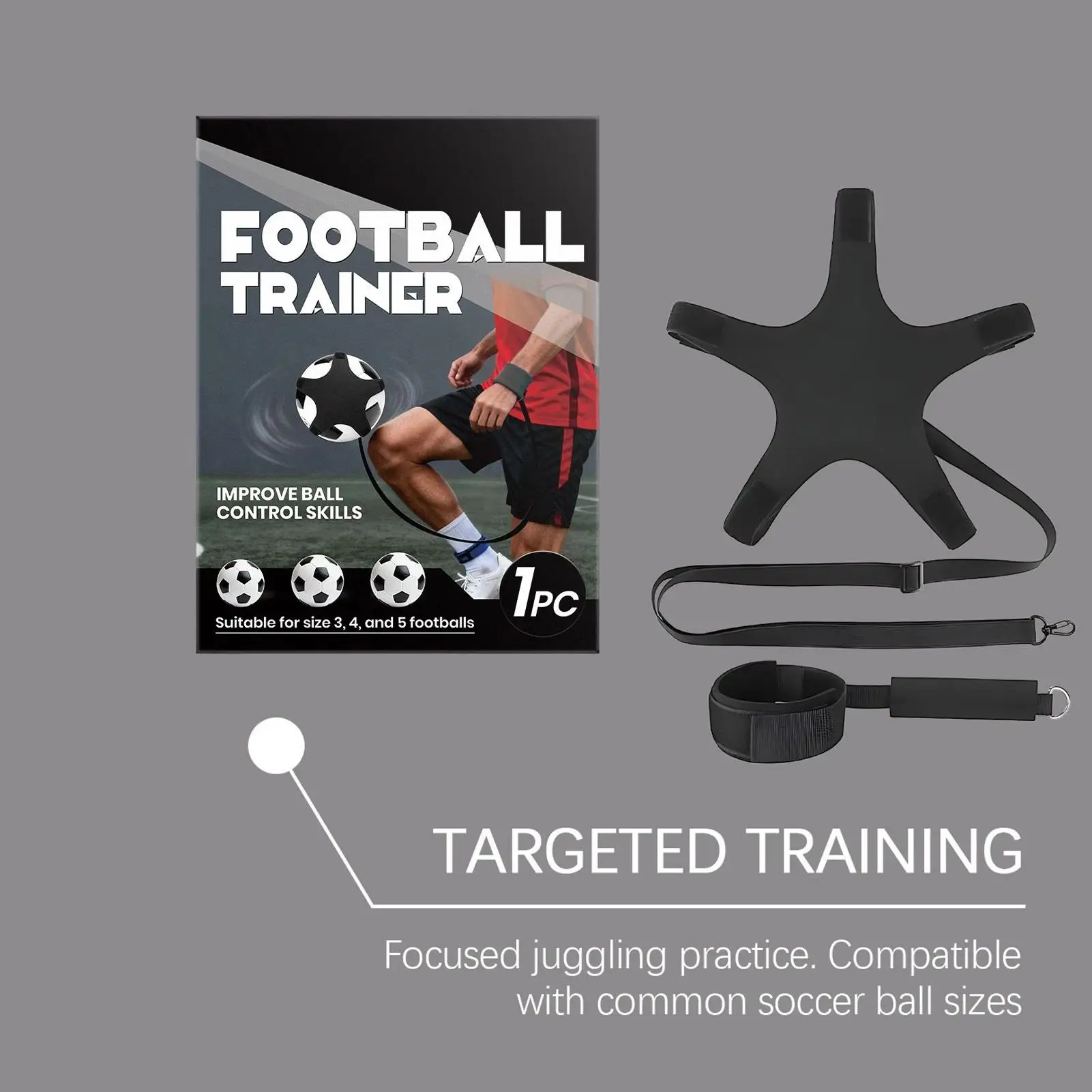 Soccer Kick Trainer Exercise Gear With String Adjustable Wristband Football Training Aid For Boys Girls Indoor Backyard School