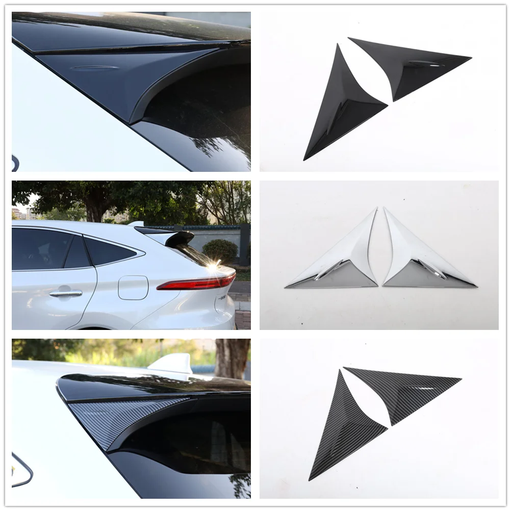 

For Toyota Harrier Venza 2020 2021 Accessories Rear Window Sequins Panel Decor Cover Trim Sticker Chrome Black Carbon Fiber