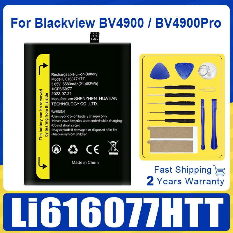 

BV4900 5580mAh Li616077HTT Replacement Mobile Phone Battery For Blackview BV4900 / BV4900Pro BV4900 Pro Smartphon Batteries