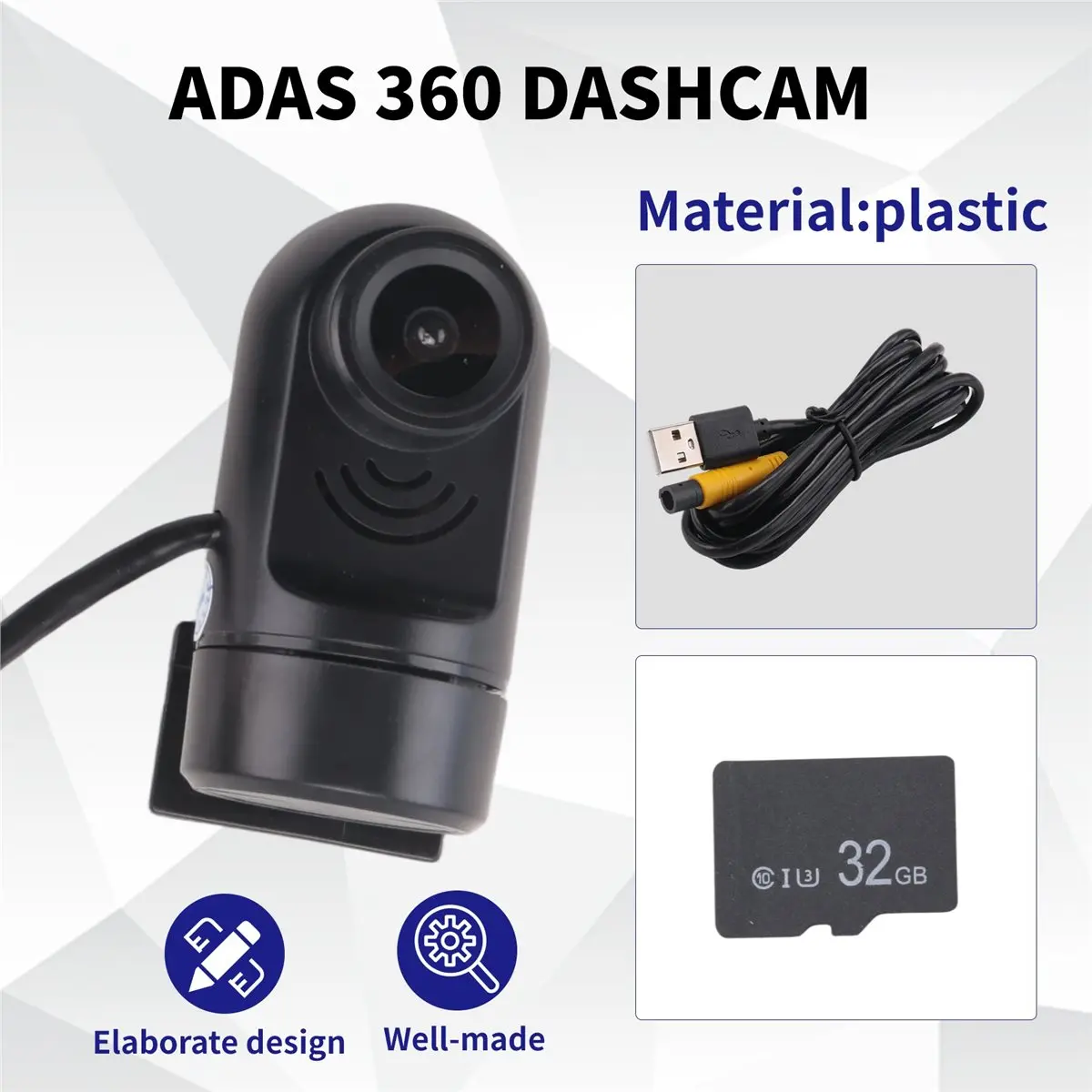 popop 1080P HD 360° Rotating Mini ADAS Dashcam, Car Dash Camera with 32GB Card, 24H Parking Mode/Night Vision/Motion Detection