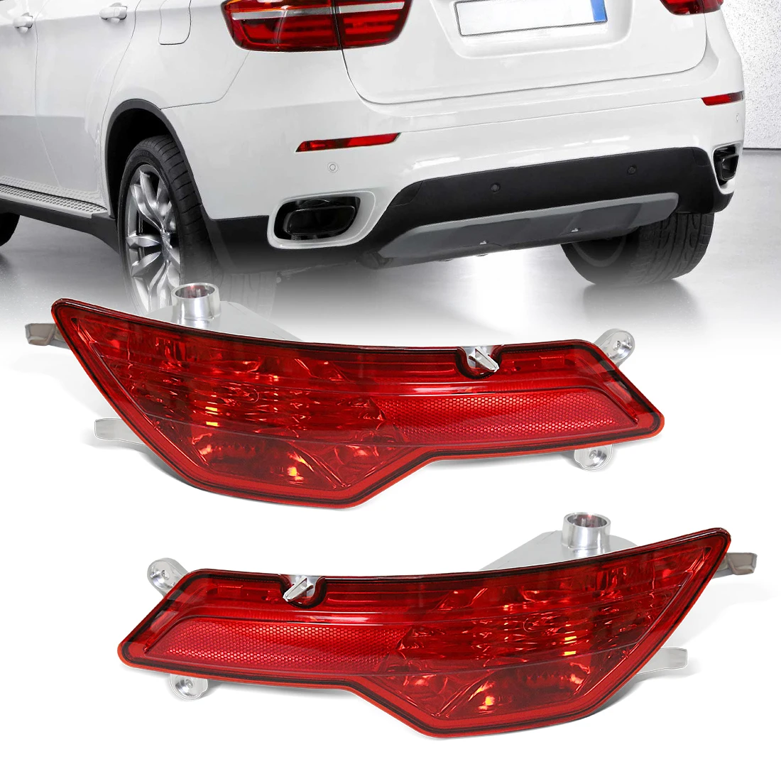 Car Rear Bumper Fog Lamp Reflector For BMW X6 E71 E72 2008 2009 2010 Reflective Strips Stop Light 63147187219 63147187220