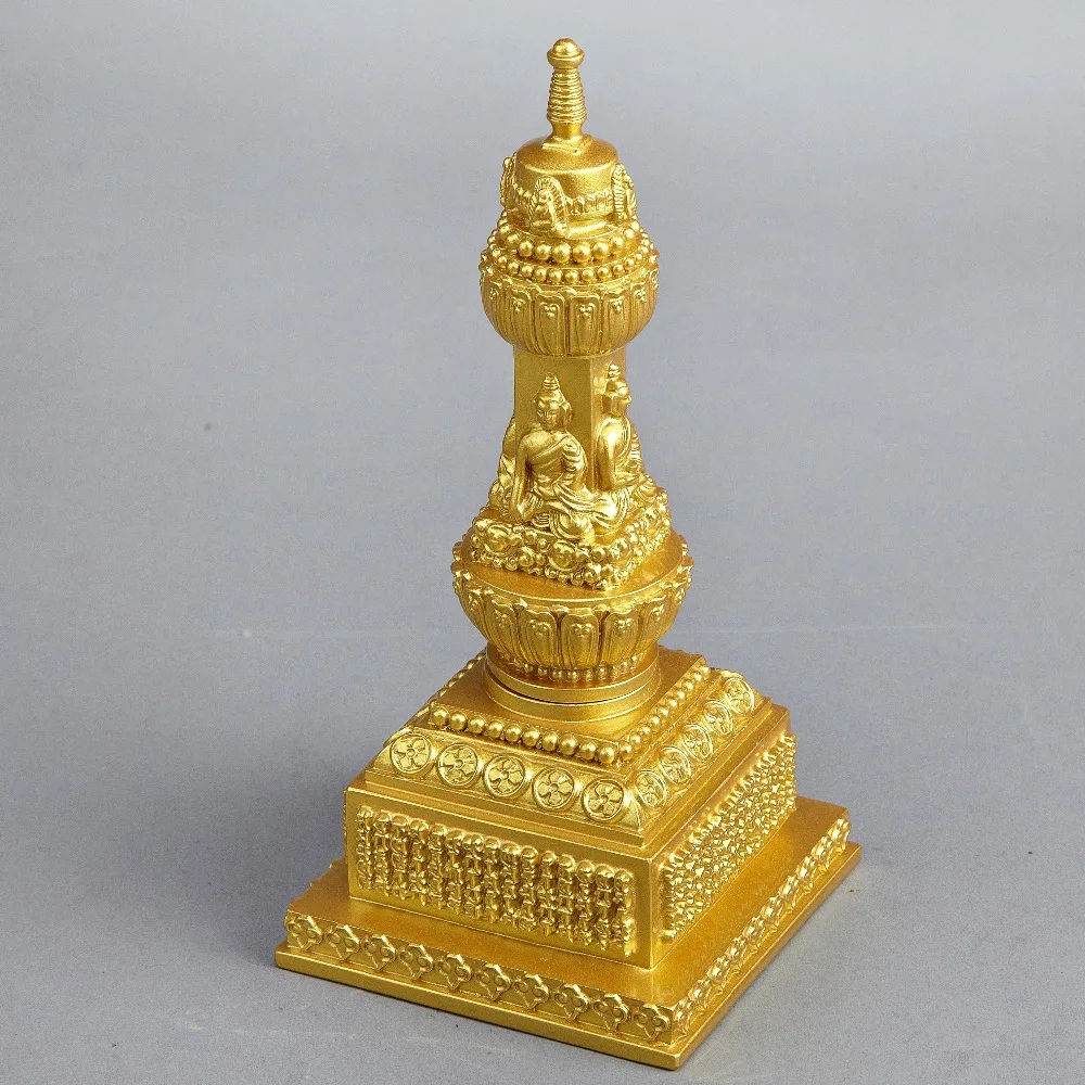 Large -GOOD Buddha Buddhist bless family home Safety wealth efficacious India Nepal gold Pagoda