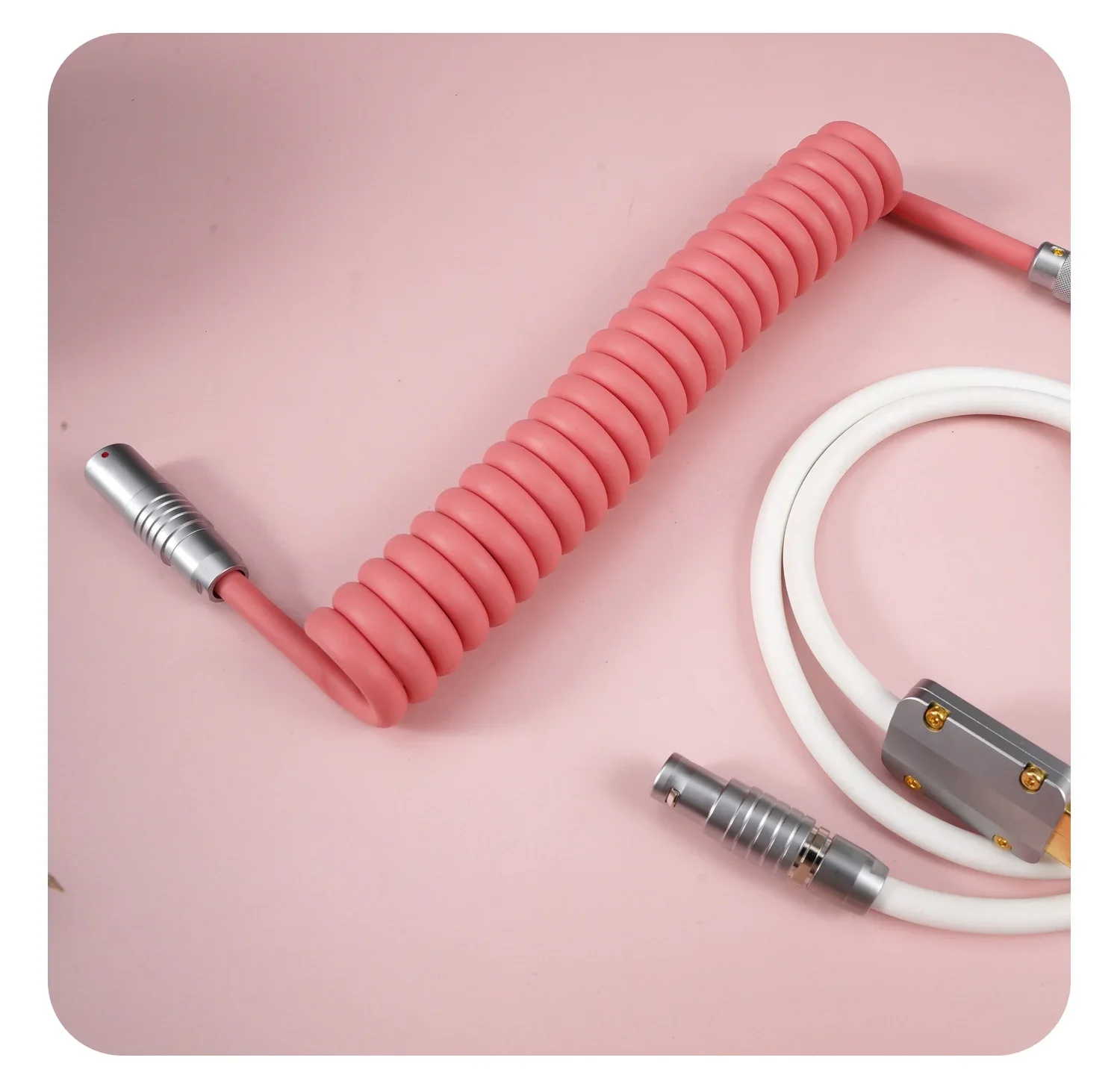 GeekCable Customized Keyboard Data Helix Rear Air Plug Super Elastic Rubber Warm Powder + white