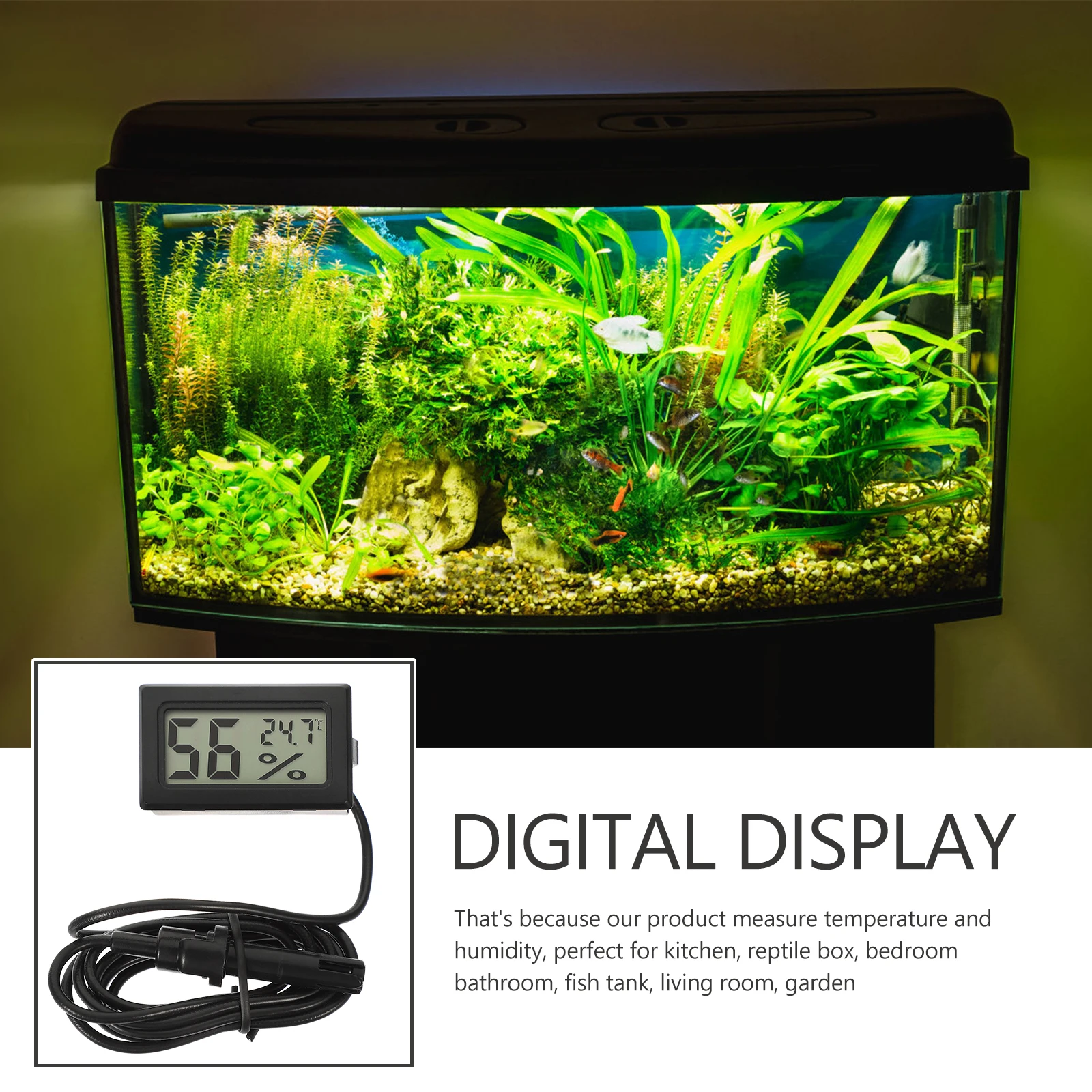 

Water Thermometer for Aquarium Fish Tank Accessory Swimming Pool Number Abs Lcd