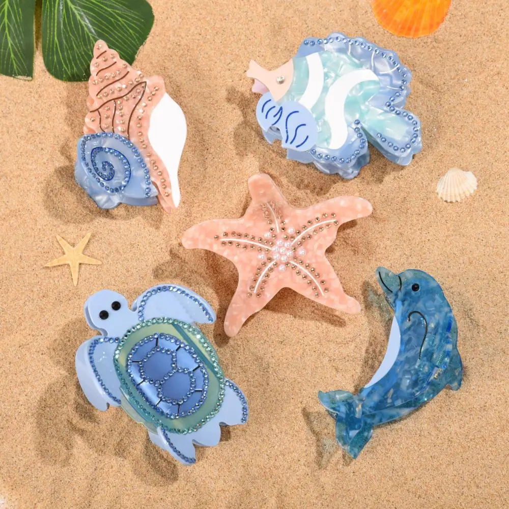 

Ocean Series Animals Hair Claw Clip Senior Acetate Rhinestone Hair Claws Summer beach Claw Clip Hair Accessories for Women Girls