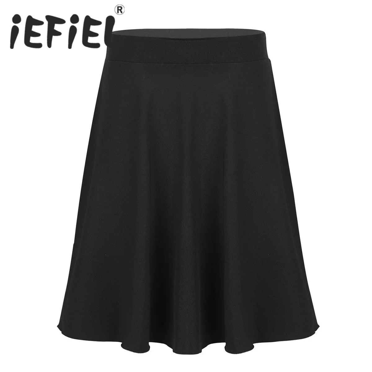

Girls Casual Skirt Solid Color Lightweight Stretchy Knee Length Full A-Line Casual Summer Skirt for School Uniform Daily Wear