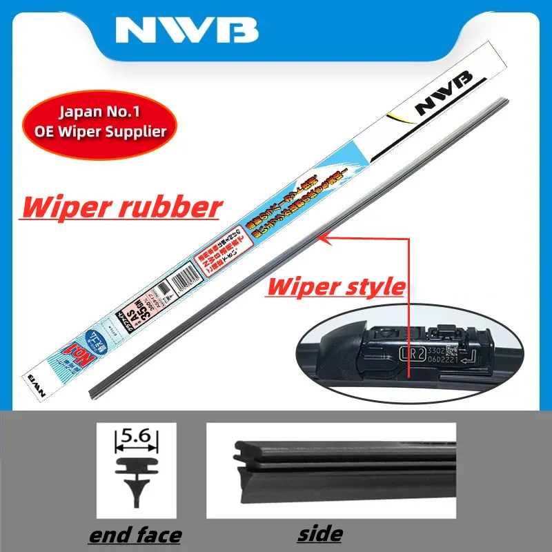 NWB Wiper Rubber is Applicable to Toyota Lexus Mazda Subaru BMW Land Rover and Other Original Wiper 5.6mm Wide