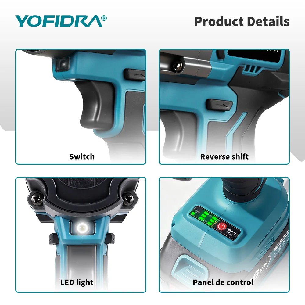 YOFIDRA 980W 15000PSI Elektryczny pistolet do smaru wysokociśnieniowy, wtryskiwacz oleju do łożysk, narzędzie zasilane akumulatorem Makita 18V