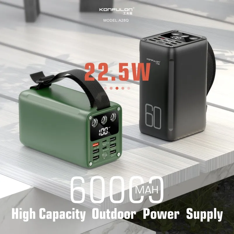 Portable 60000mAh Large Capacity  with LED Lighting Multiple Ports Outdoor Power Charging Bank Outdoor Camping Auxiliary Battery