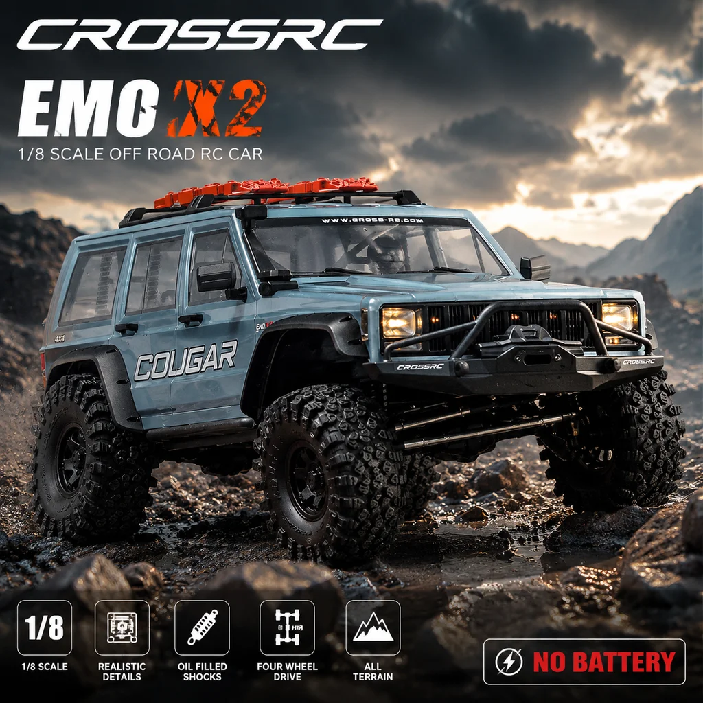 Hot CROSSRC 1/8 EMO X2 Big Lion Waterproof Simulation Remote Control Climbing Car Four-Wheel Drive RTR Off-Road Vehicle RC Toy