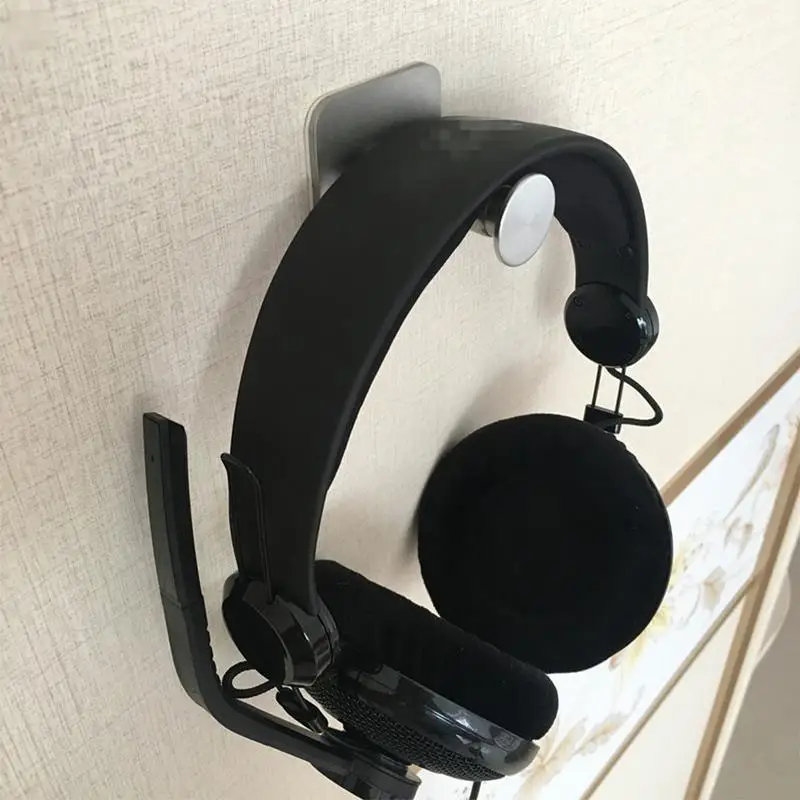 Universal Stainless Steel Headphone Holder Portable Headsets Hanger Universal Paste Wall Desk Mount Hook For Earphones Park