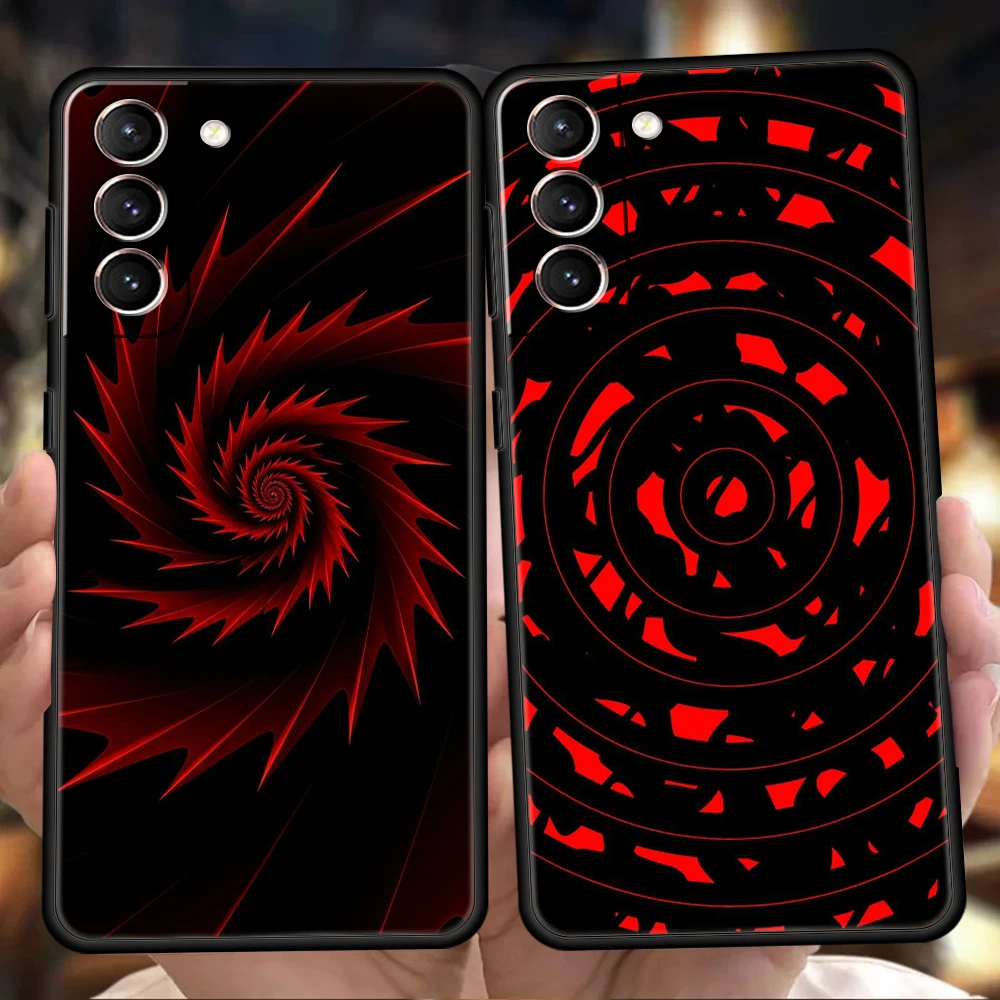 Phone Case Cover for Samsung Galaxy S25 Edge S24 S23 S22 S20 S21 FE Ultra S10 S10E Plus 5G Soft TPU Capas Black Red Ripple Art
