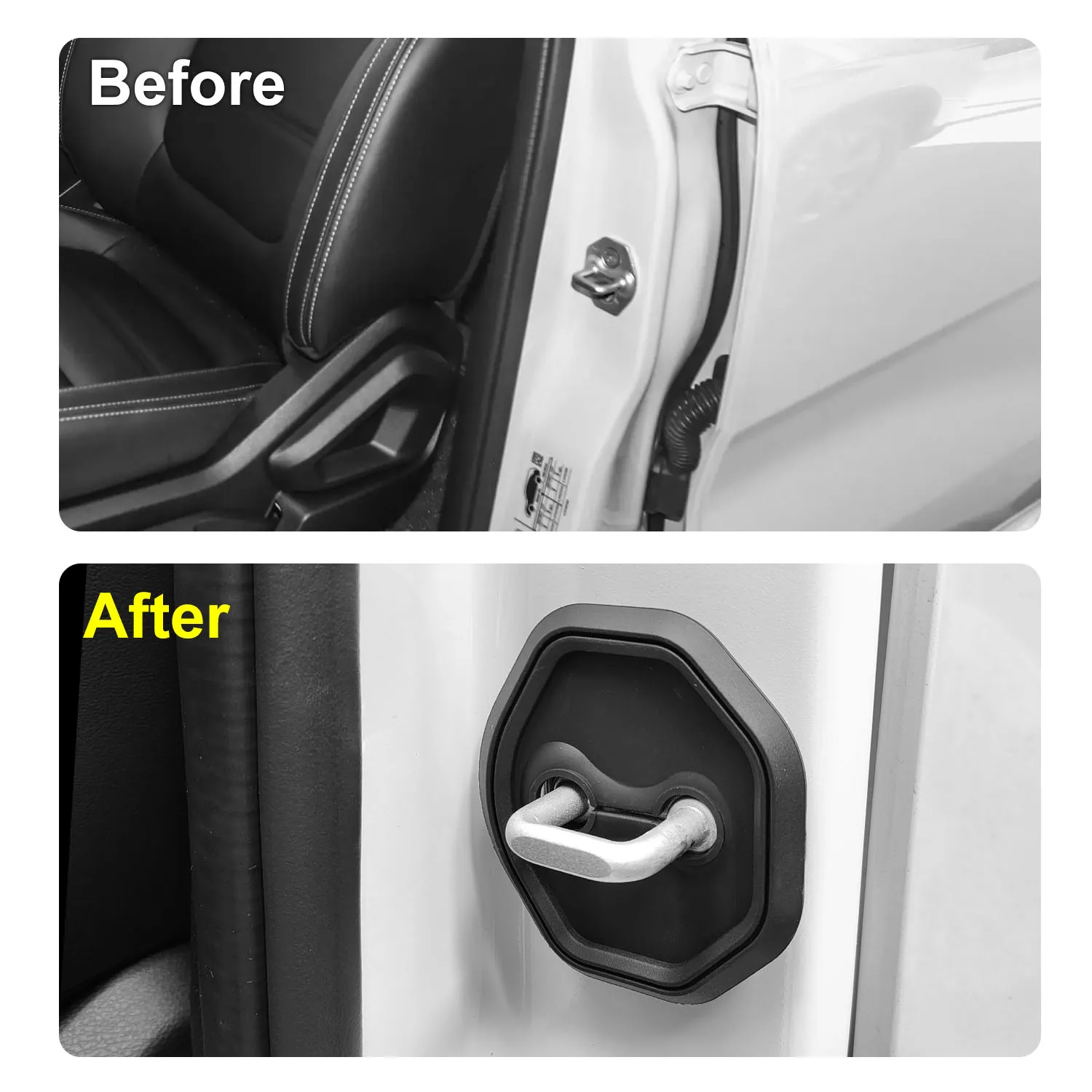 Fit For Ford Ranger T9 2023 2024 4pcs Silicone Car Doors Lock Buckle Cover Anti-rust Protective Sticker Shock Mat Car Accessorie