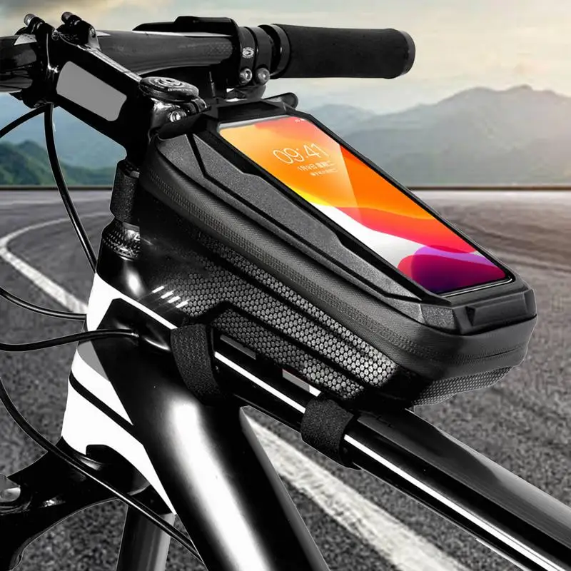 Bike Phone Bags Waterproof Bicycles Top Tube Bag Mountain Bike Accessories Bike Front Frame Pouch With Sensitive Touch-Screen