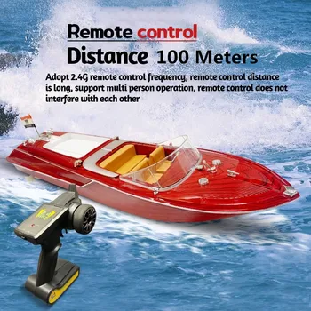 Sk-1 remote control speedboat 25km/h high speed remote control boat simulation wood grain RC boat Retro children's toy boats