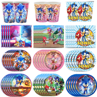 Sonic Birthday Decoration Shadow the Hedgehog Balloos Disposable Tableware Tablecloth Straw Cups Plates Baby Shower Supplies Toy