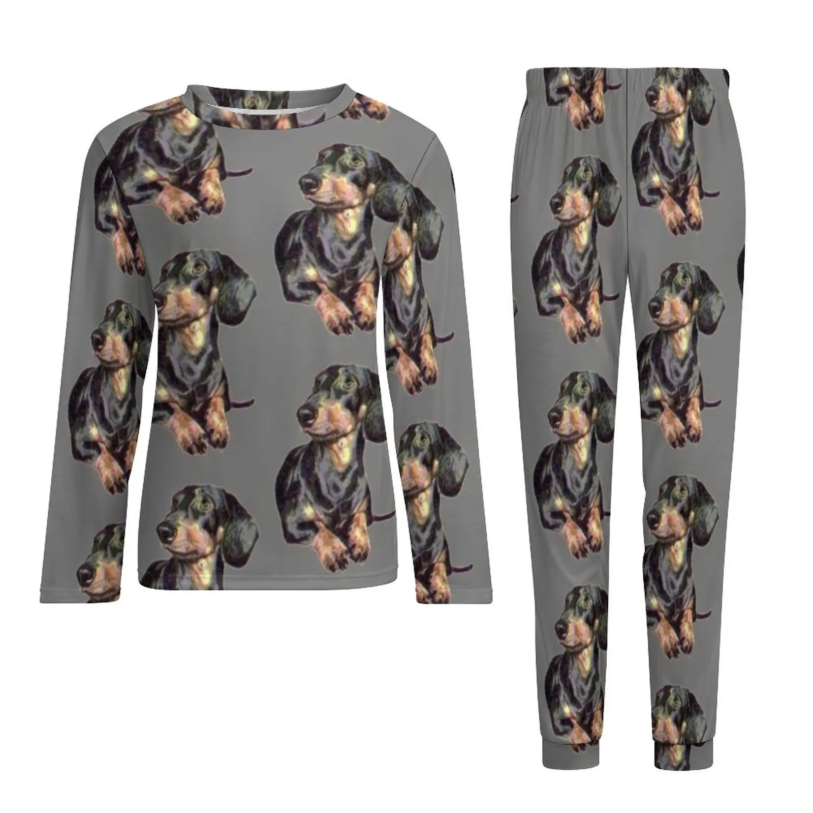 Dachshund Pajamas Men Dog Pet Lovely Sleepwear Daily Long Sleeves Two Piece Home Printed Pajama Sets Big Size