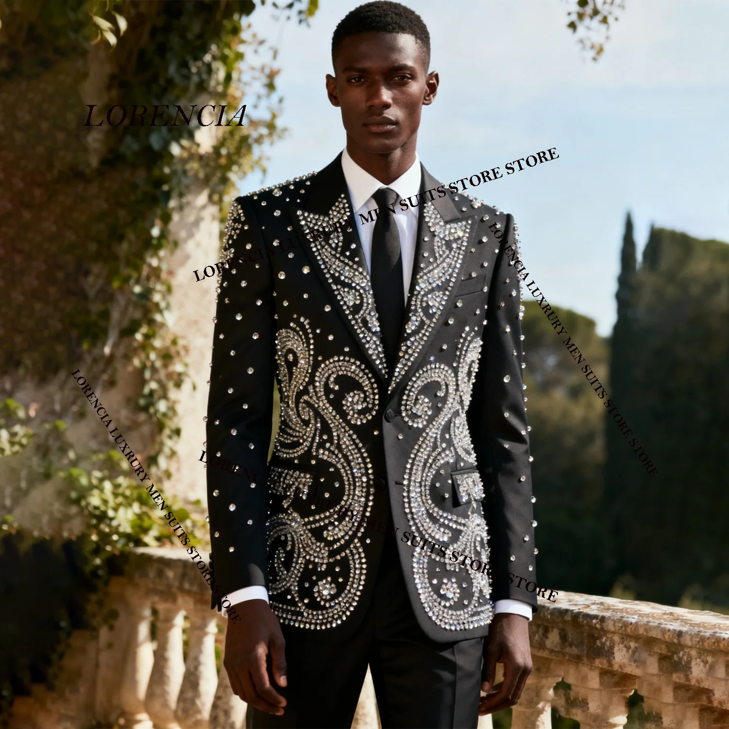 

Customized Exquisite High-End Lapel Men 2 Pieces Suit Slim Fit Groom Sports Tuxedos Wedding Tailcoat Diamond Jewelry Ropa homre