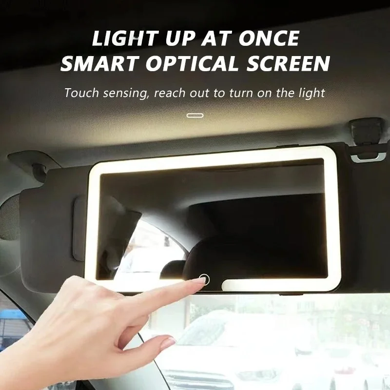 Car Vanity Mirror Sun Visor Led Light 3-Color Adjustable Brightness HD Auto Makeup Mirror For Lady Girls Make Up Mirror