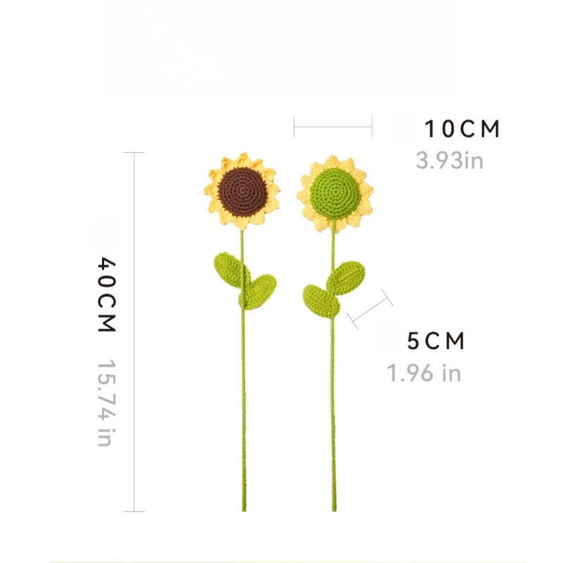 1 قطعة الانتهاء من الزهور المحبوكة توليب قرنفل عباد الشمس مقلد باقة عيد الأم عيد الحب هدية عيد المعلم #2