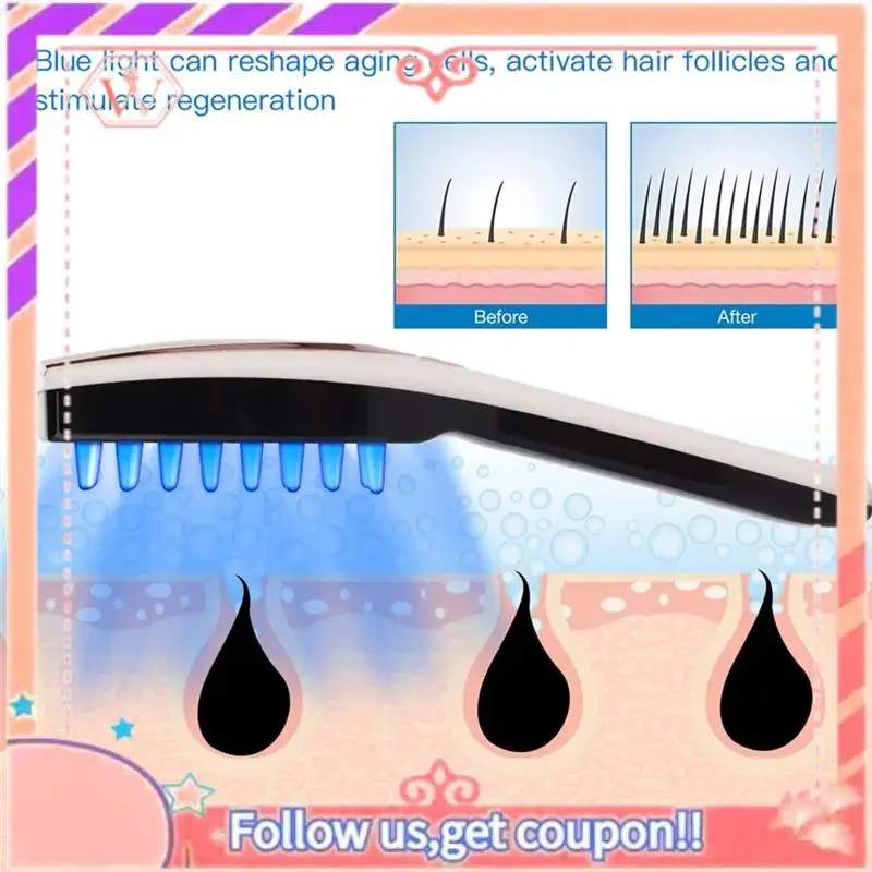Upgraded 3 In 1 Phototherapy LED Massage Comb Vibrating Head Massager Brush Rechargeable Scalp Anti Hair Loss Relieve Hair Growt