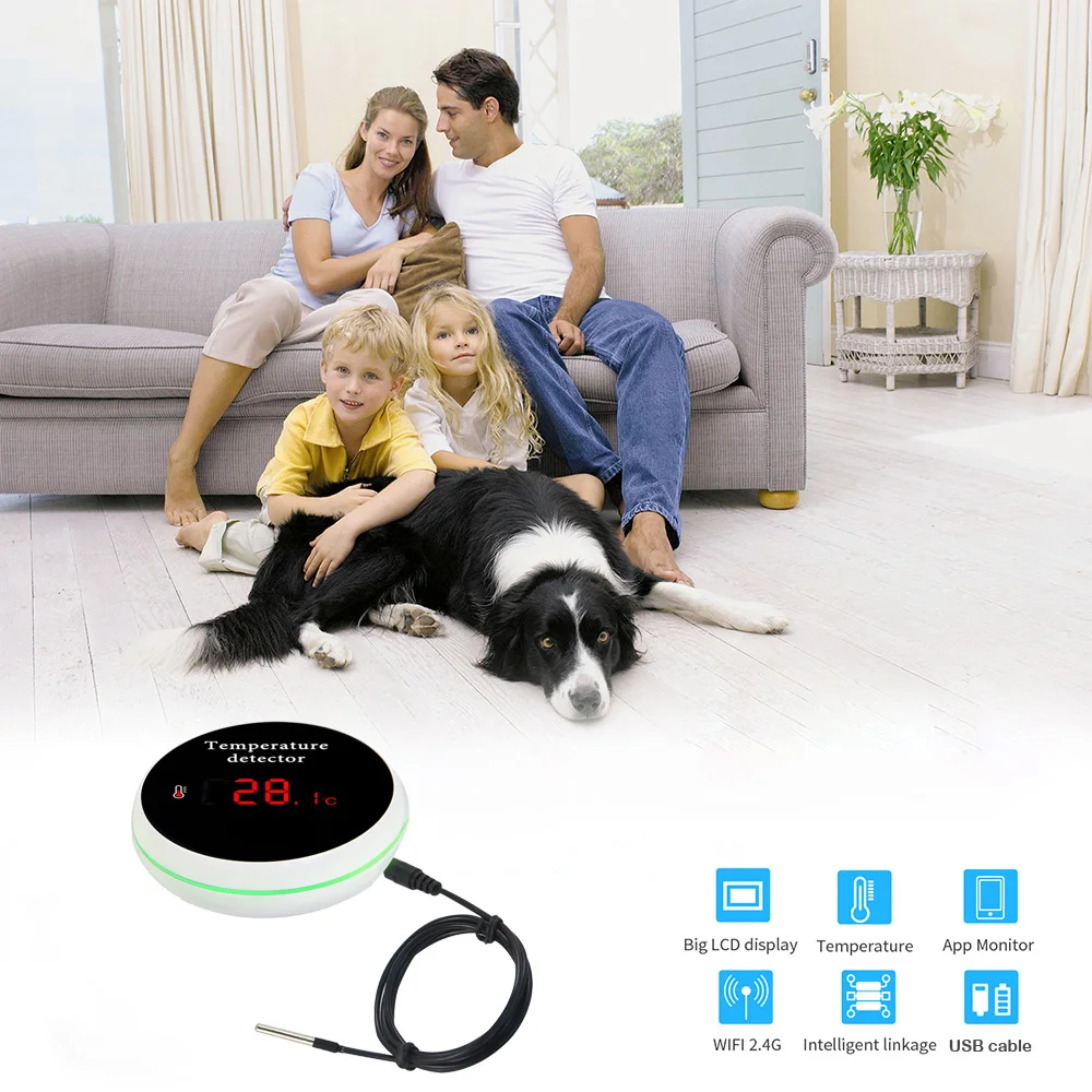 Tuya Smart WIFI Thermometer With External Temperature USB Charge or Rechargable Battery