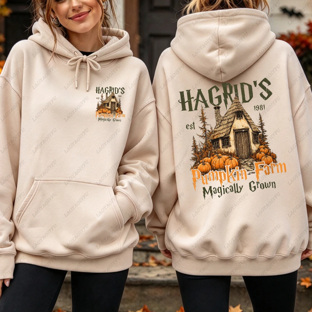 Vintage Pumpkin Farm Hoodie Fall Cottagecore Witchy Graphic Sweatshirt Women Long Sleeve Magical Autumn Pullover Cozy Halloween
