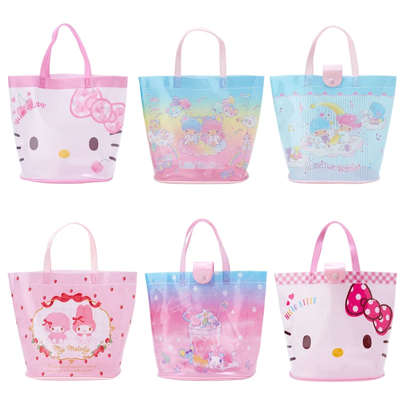 Anime Sanrios Hellokittys My Melody Cinnamoroll Little Twin Star Transparent Wash Bag Waterproof Swimming Bath Bag Storage Bag