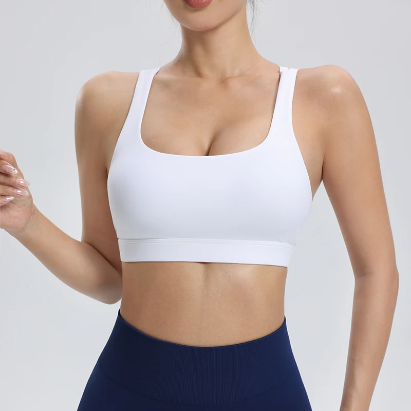 Schnelltrocknender, bügelloser Sport-BH, einteiliger Push-up, stoßfester Outdoor-Lauftop mit festen Polstern, Yoga-Top