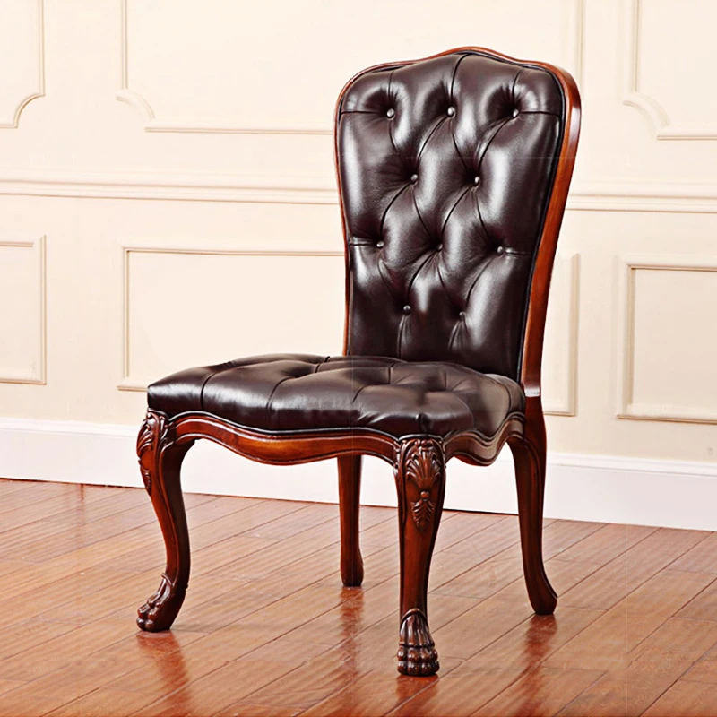 American all solid wood rotatable pure cowhide European boss chair