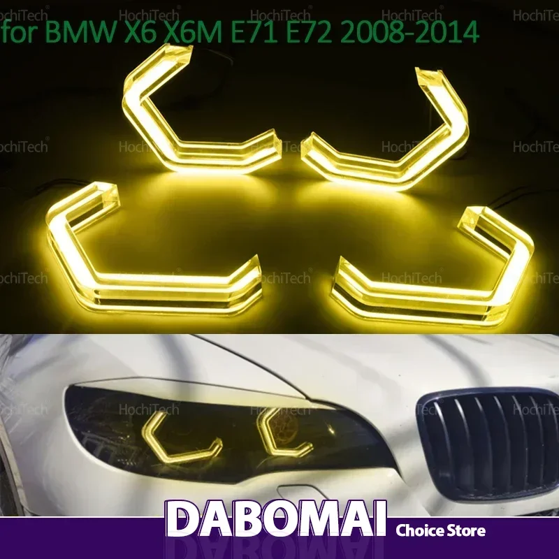 Ampoules LED Angel Eyes style M4, anneau jaune citron, éclairage de jour DRL, pour BMW X6 X6M E71 E72 2008-2014
