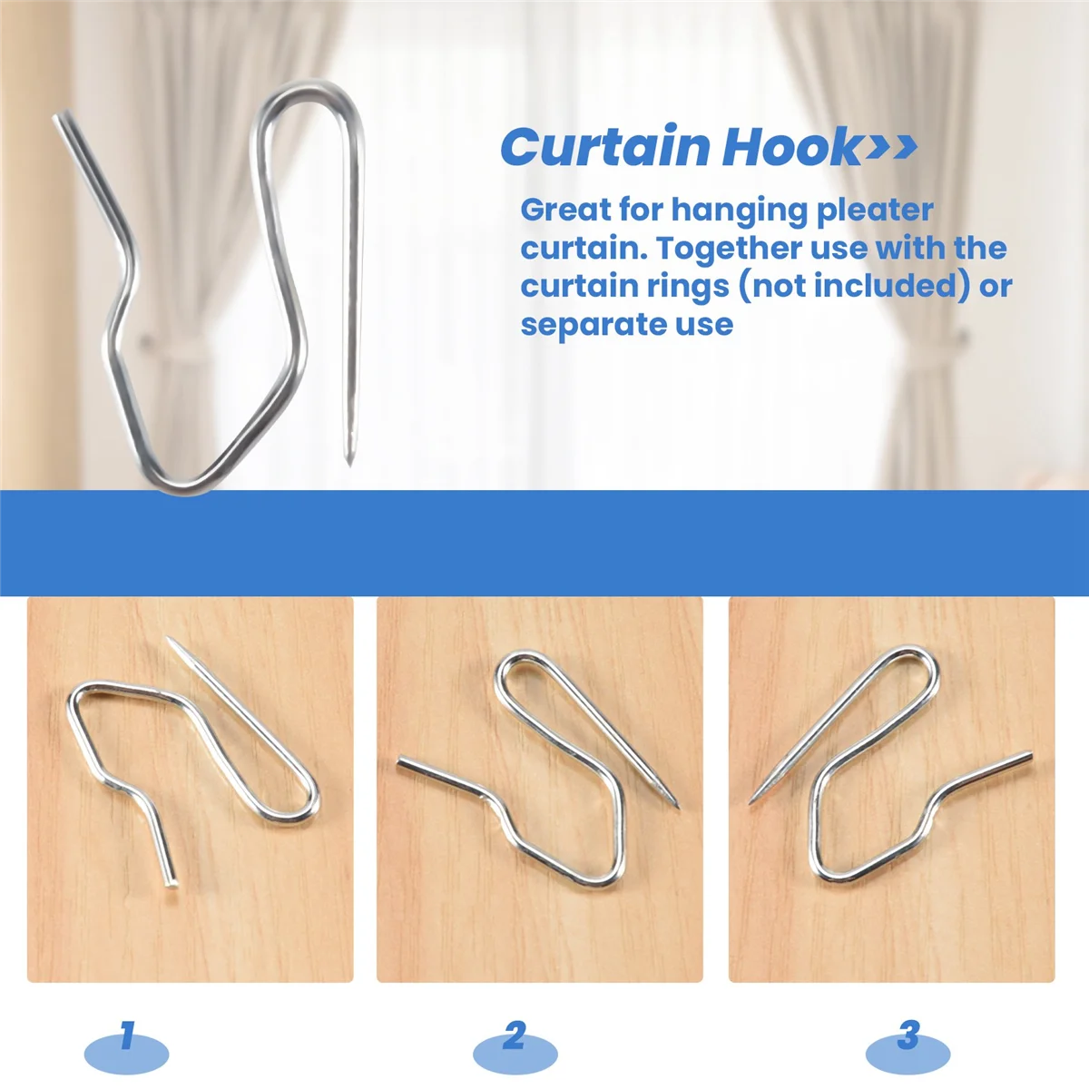 Special 10pcs Curtain Drapery Pin Hooks - Silvery