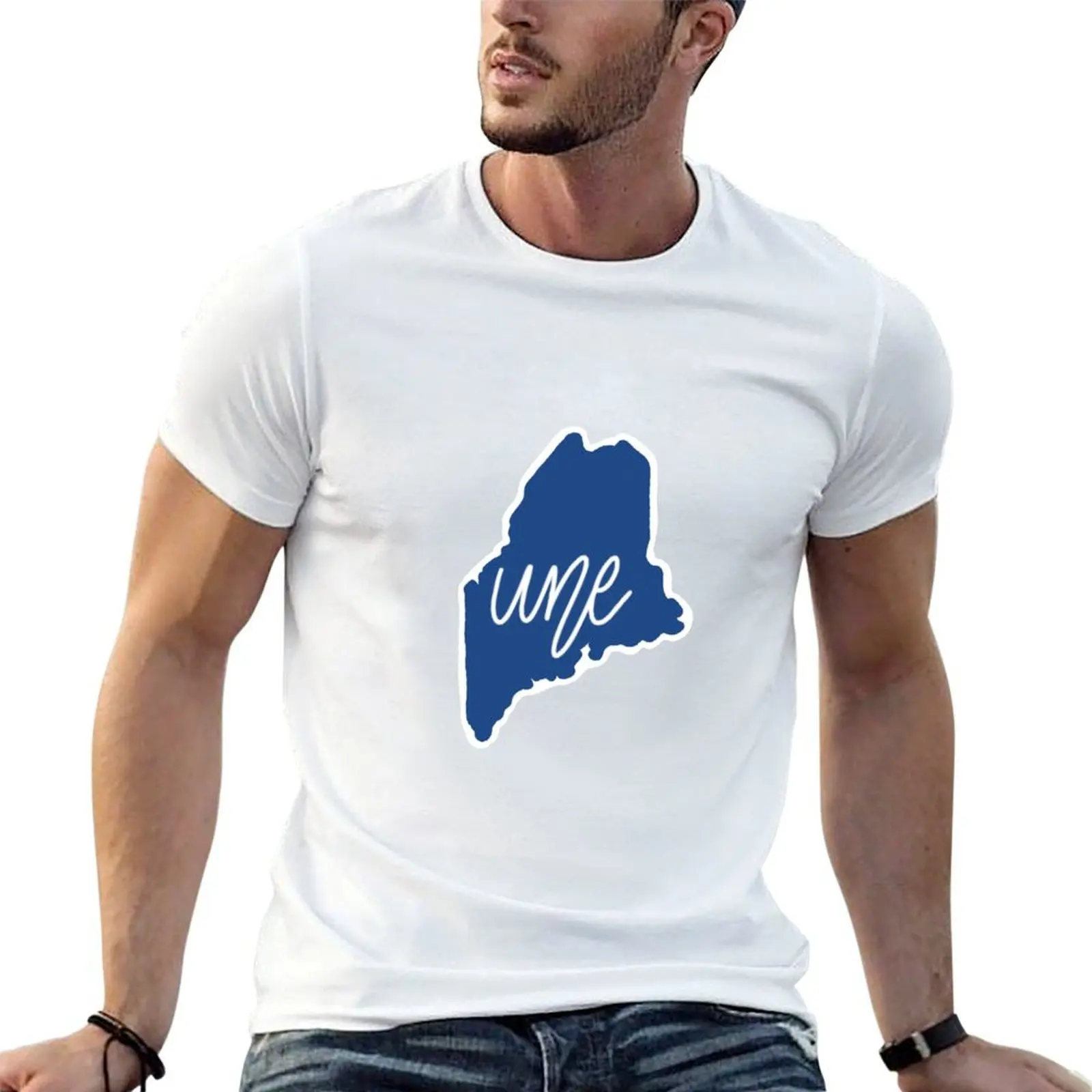 

UNE - Blue Maine T-Shirt t shirts for man graphic funny t shirts cotton 100% T-Shirt