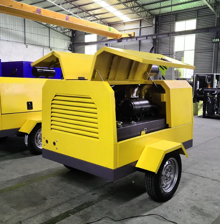 Customized Portable 185Cfm 8bar Diesel Engine Driven Rotary Screw Air Compressor For Construction And Mining Compresor
