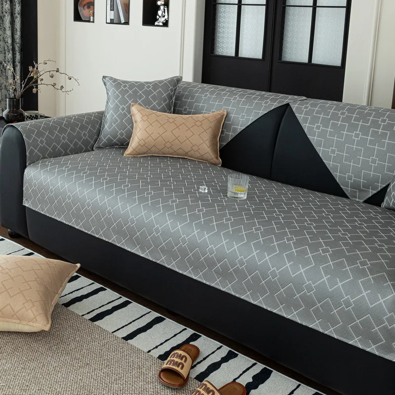 Ice Silk Sofa Cover Summer Universal Non-slip Sofa Mat Cool Feeling Mat Cushion Sofa Towel Couch Slipcovers for Living Room Home