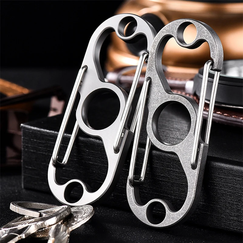 

Titanium Carabiner Outdoor Keychain Car KeyChains Anti-Lost Quick Release Titanium Key Holder Key Organizer Heavy Duty for Men